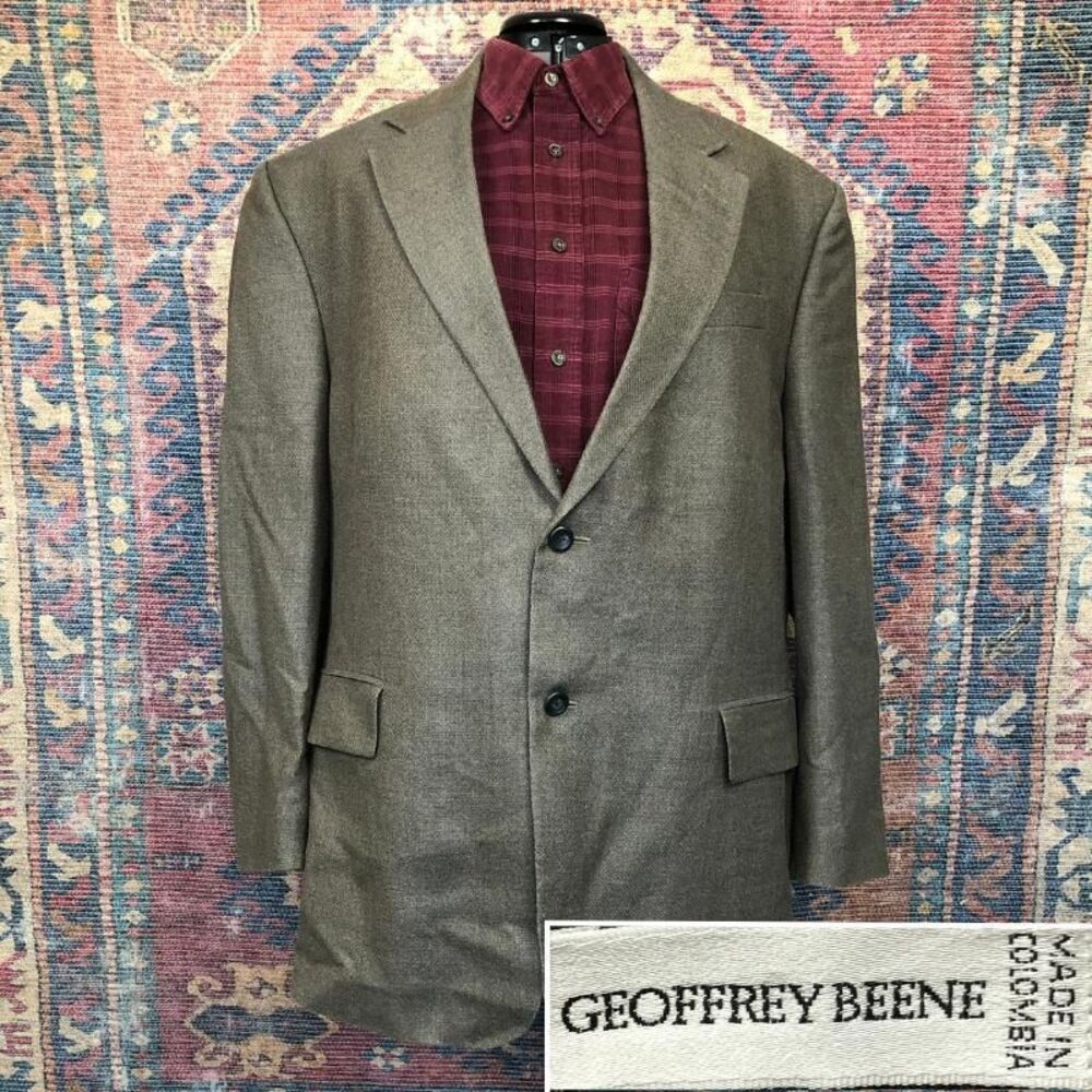 VTG Geoffrey Beene Blazer Mens 48R Green 90s Silk Wool Sport Coat Suit Jacket